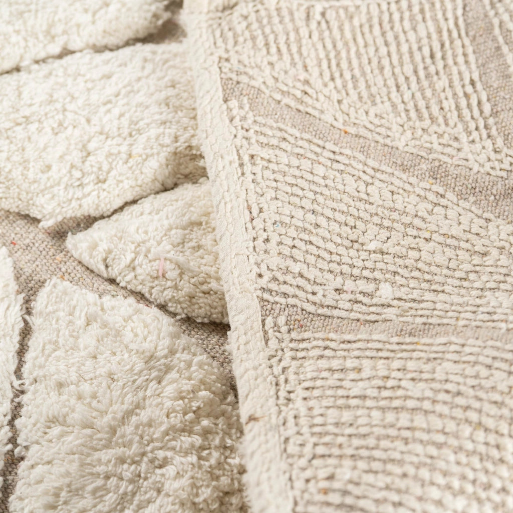 Tappeto Bagno Antiscivolo In Cotone Effetto Rilievo Assorbente, Morbido, Lavabile in Lavatrice 50x80 / 60x120 cm Bianco - 60x120 cm