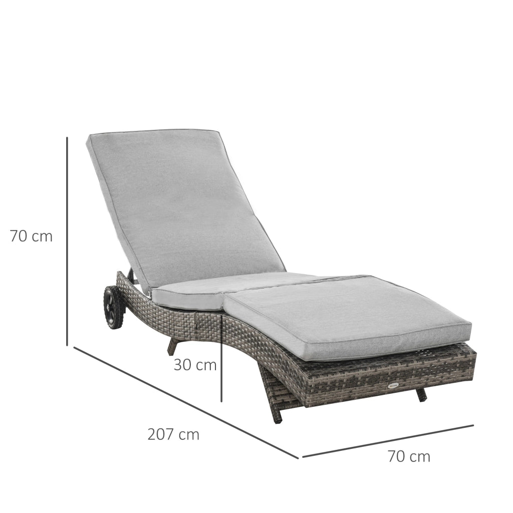 Lettino da giardino in polyrattan con cuscini regolabile ¨C Minimal ¨C Grigio 207x70x70 cm