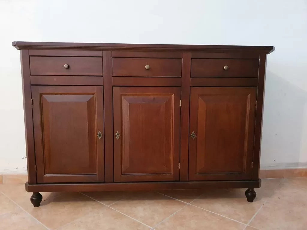Madia credenza napoletana in legno 3 ante tinta noce 150x43x98 (506) - Mobili 2G