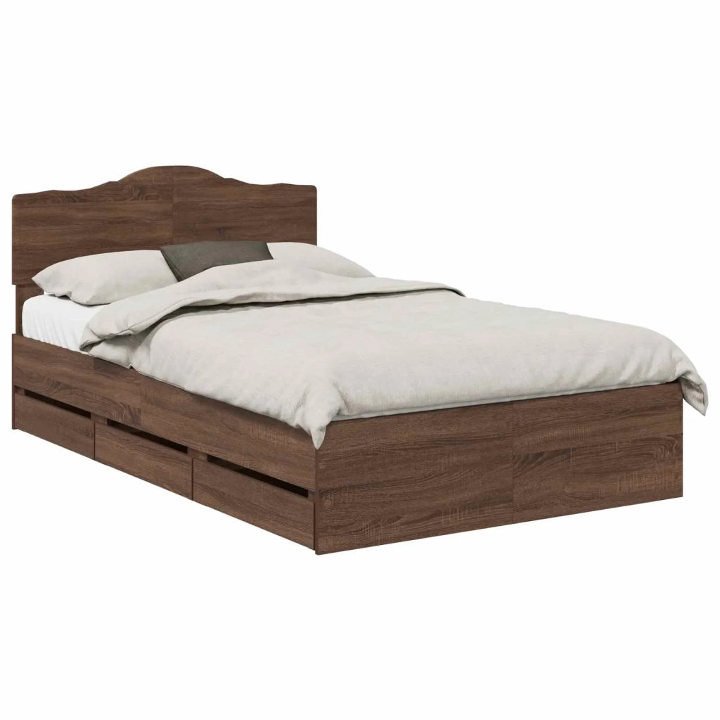 Struttura del letto con cassetto Rovere Marrone 135 x 190 cm