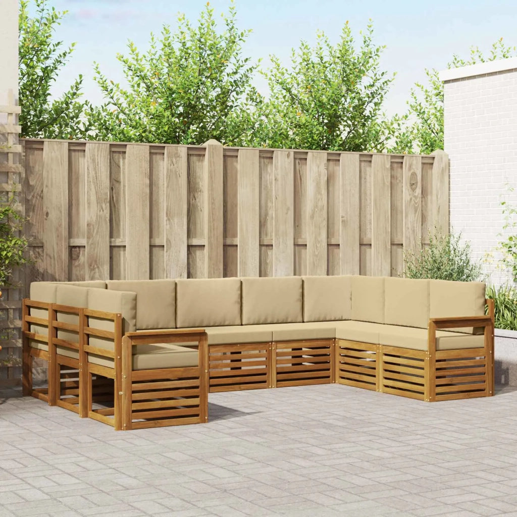 Set divano sezionale con cuscino 9 pcs Naturale e Beige 3375468