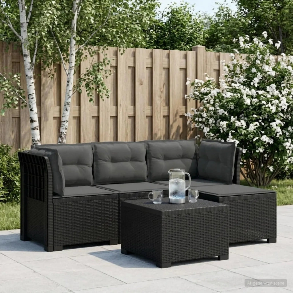 Divano da giardino 4 posti con cuscini aspetto rattan PP 3443943