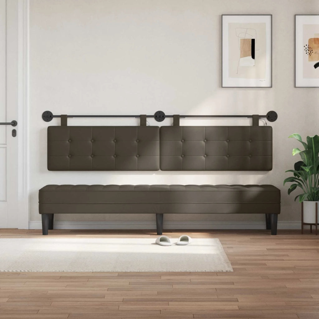 Testiera sospesa Con luce LED Grigio Similpelle