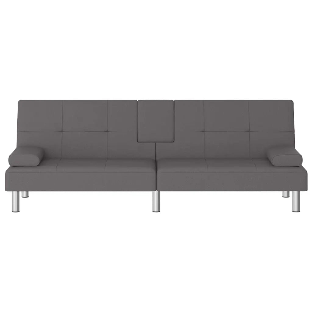 Divano Letto con Portabicchieri-Sofa Letto-Daybed in Similpelle Grigio