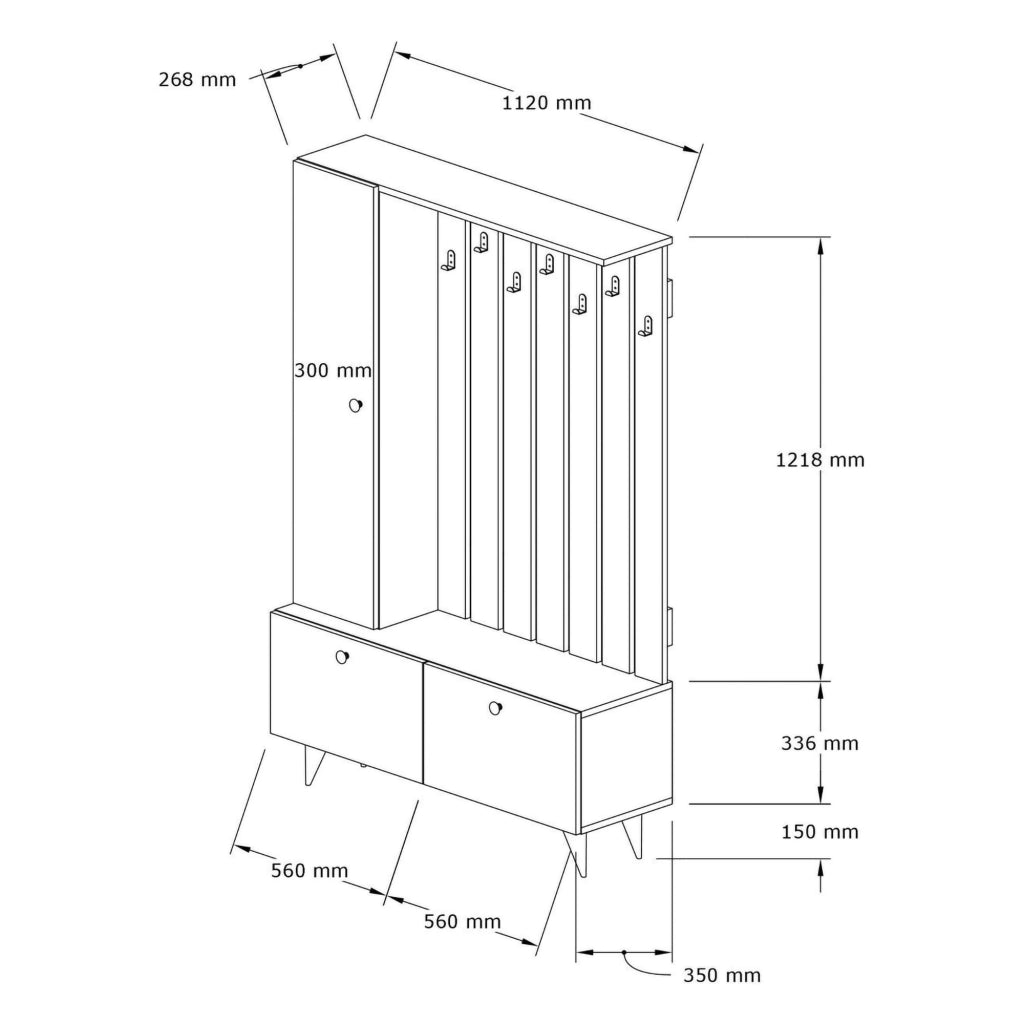Cairate, Mobile da Ingresso Appendiabiti, 112x35x170h cm Marrone Noce