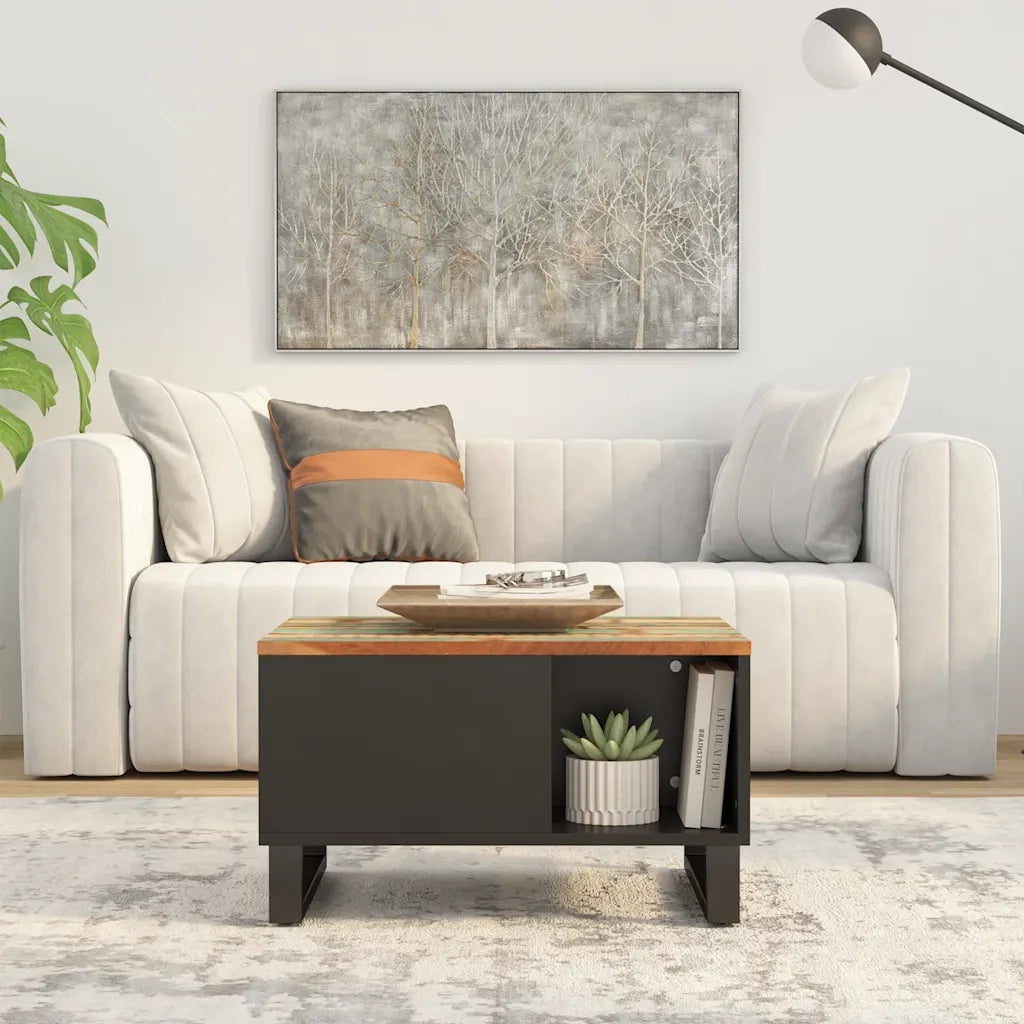 Tavolino da salotto | Tavolino da caff¨¨ | Tavolino da Soggiorno 60x50x35 cm in Legno Massello di Recupero