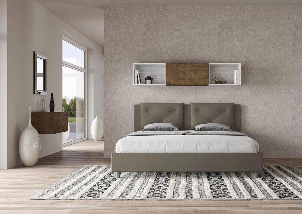 Letto Matrimoniale Extra Large 200x210 cm con Rete Appia Cappuccino