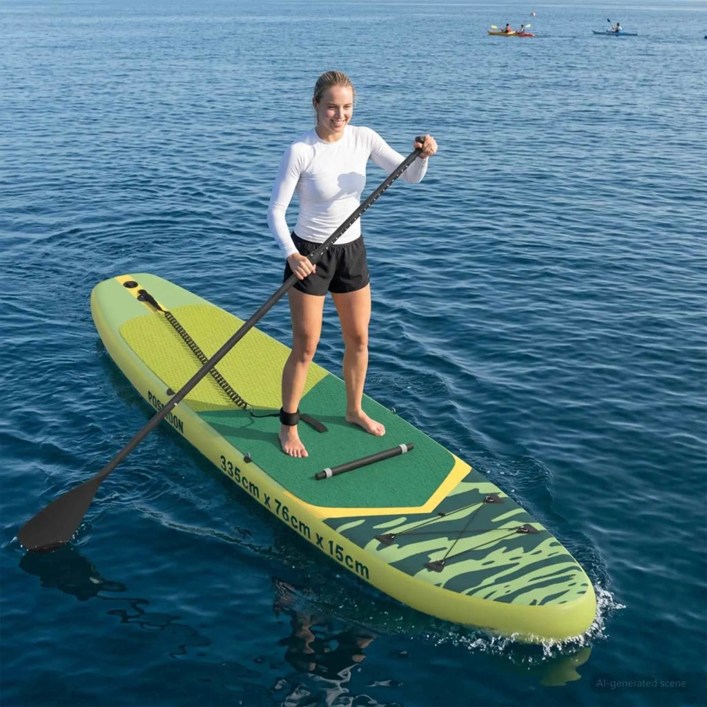 SUP Board con Seggiolino 2-in-1 POSEIDON 335 x 76 x 15 cm Verde 42039130
