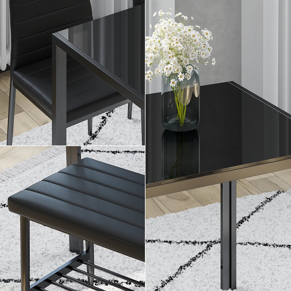 Vicco Set di tavoli da pranzo Nero 120 x 70 cm Set di 4 pezzi