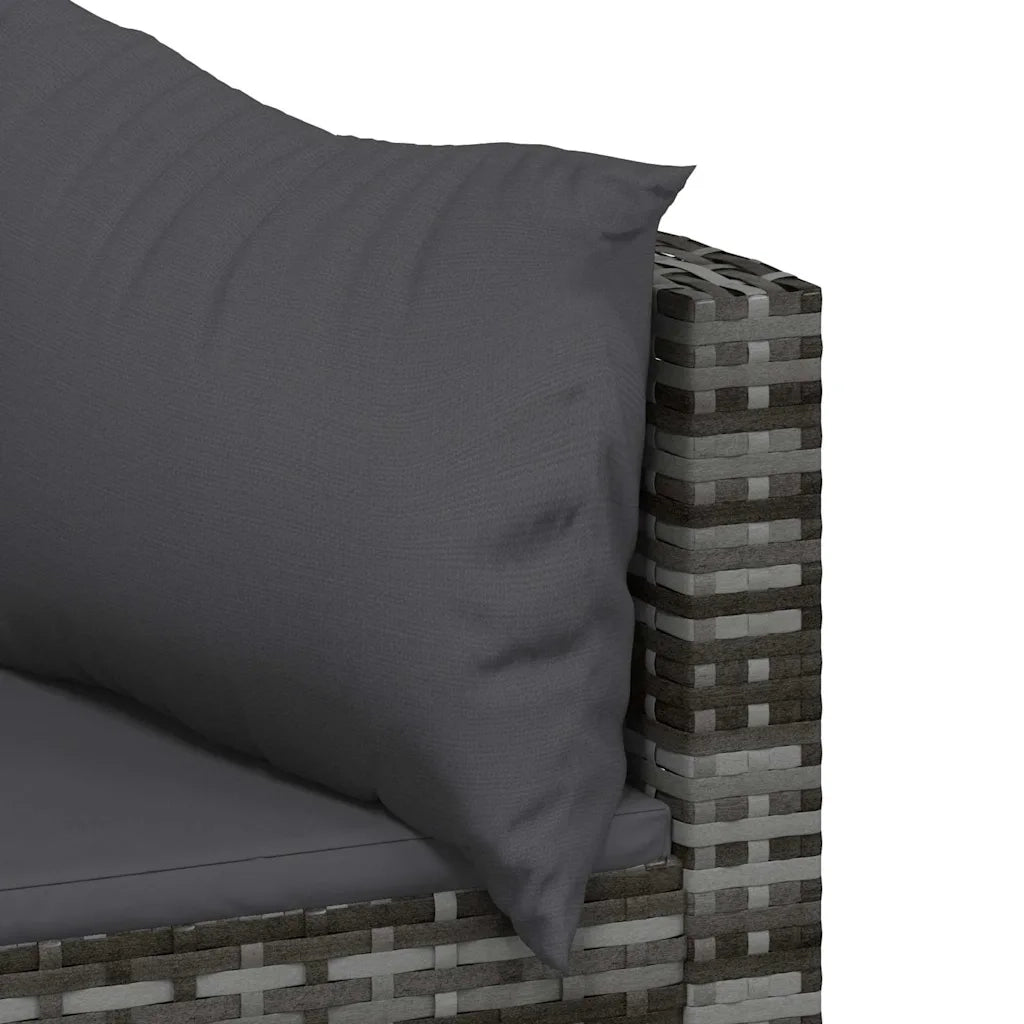 Set Divani da Giardino 3 pz con Cuscini in Polyrattan Grigio 319775