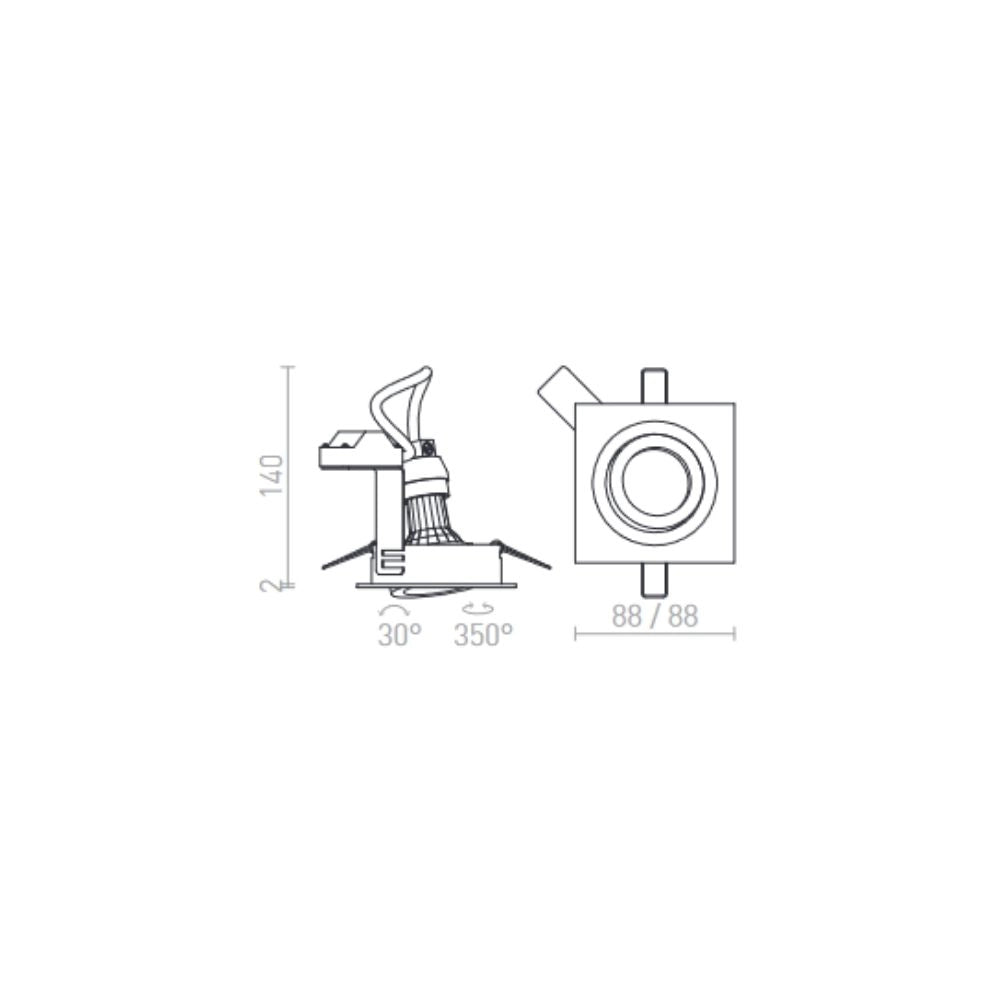 Faretto lampada MURO SQ da incasso nichel opaco 230V GU10 50W