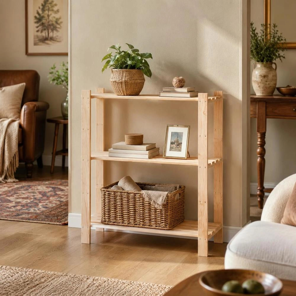 Storage Rack With 3 Shelves 80x38x90 Cm Solid Pine Wood 150 Kg