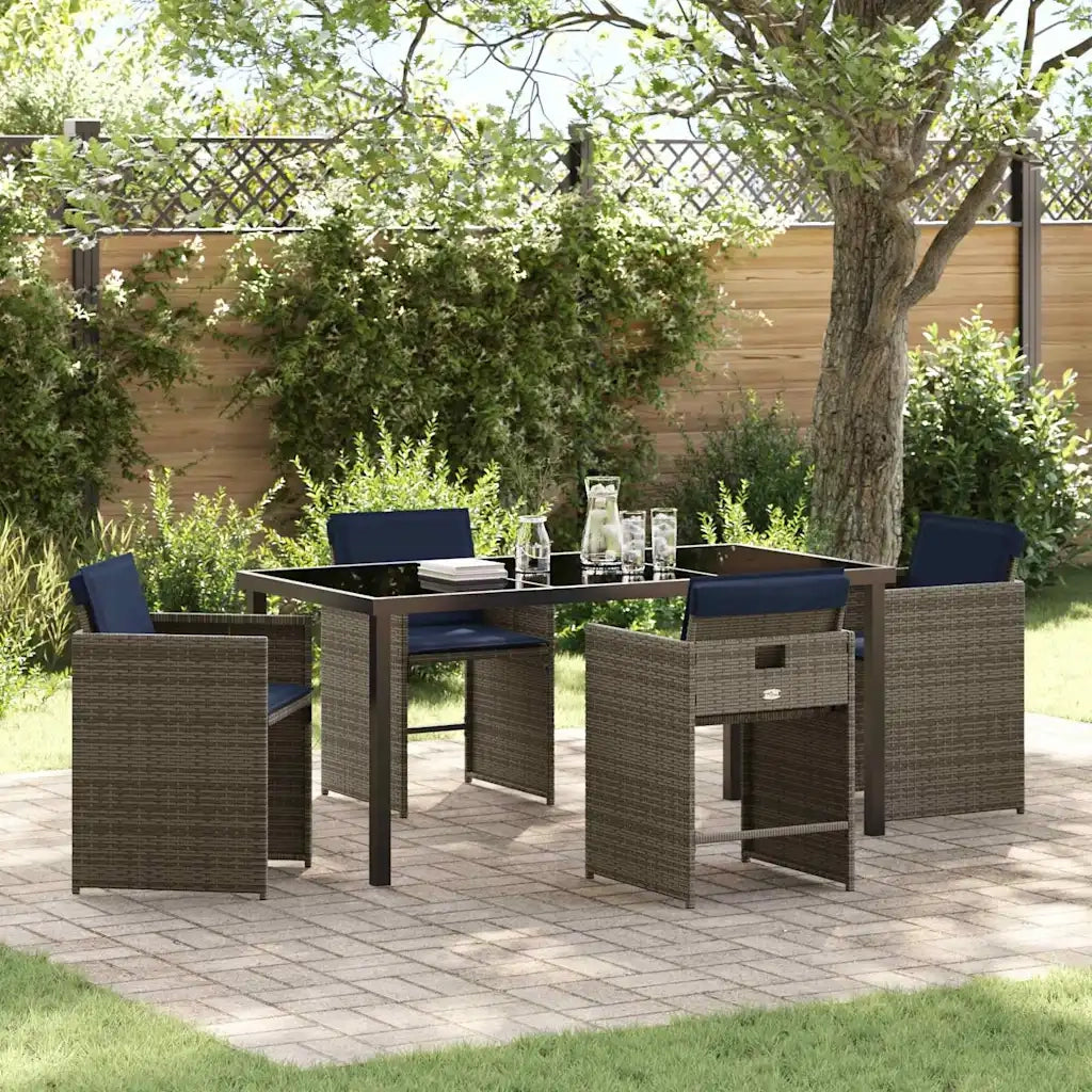 Set da Pranzo per Giardino con cuscino 5 pcs Grigio polyrattan 3380002