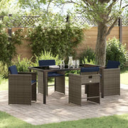 Set da Pranzo per Giardino con cuscino 5 pcs Grigio polyrattan 3380002