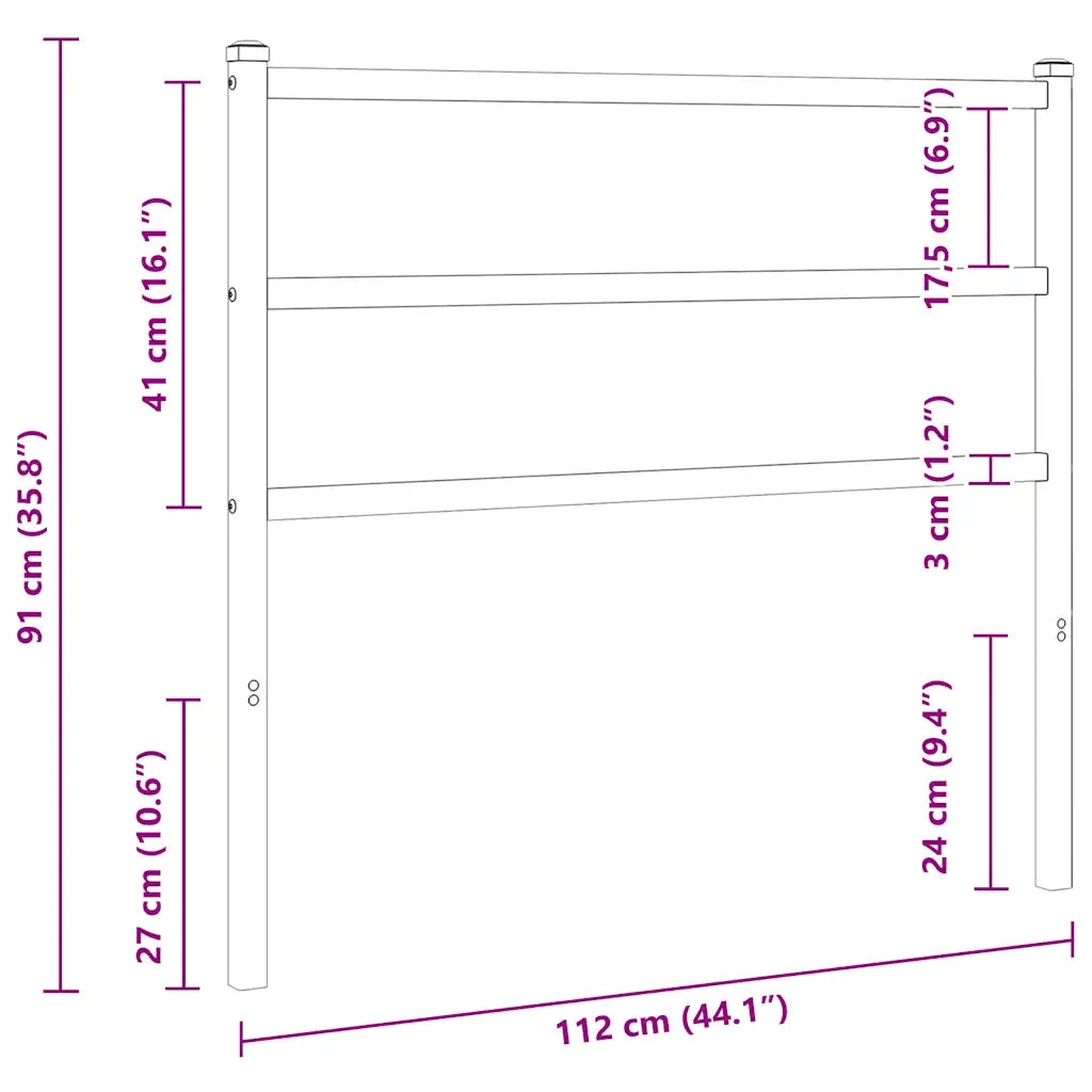 Testiera in Metallo Bianco 107 cm