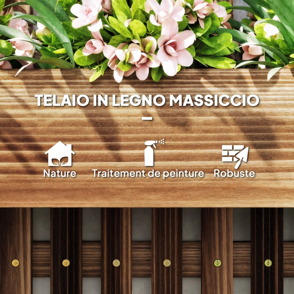 Fioriera Verticale a Doghe con 3 Vasi Rimovibili ¨C zephmum ¨C Legno di Abete, Marrone Bruciato, 60x16x80 cm