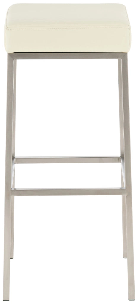 Set 2 sgabelli bar Montreal in similpelle crema,acciaio inossidabile