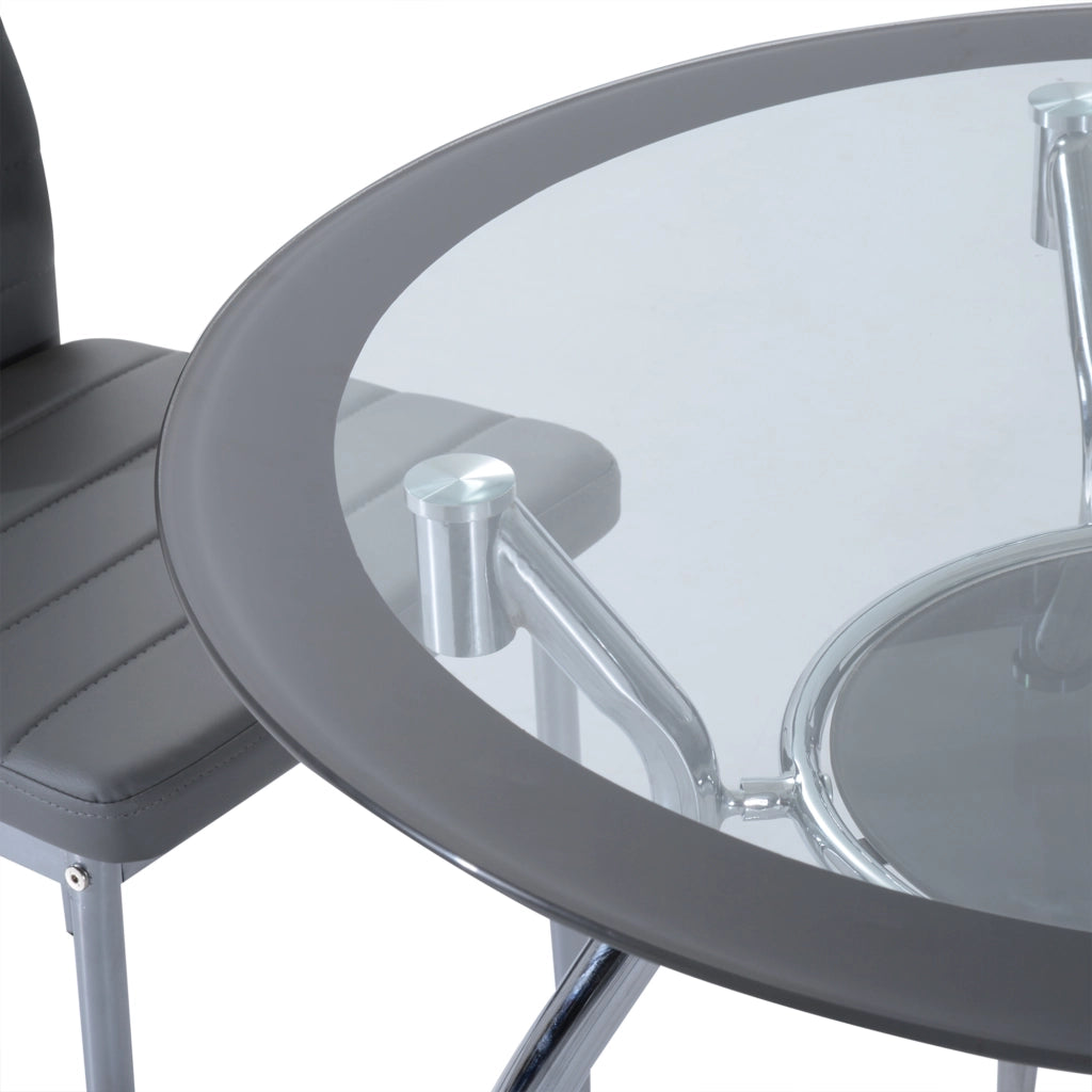 Tavolo da pranzo rotondo e 4 sedie ¨C zephmum ¨C grigio ?90x75 cm