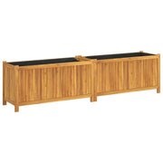 Fioriera | Cassetta per fiori | Vaso Giardino con Rivestimento 199x38,5x50 Massello Acacia