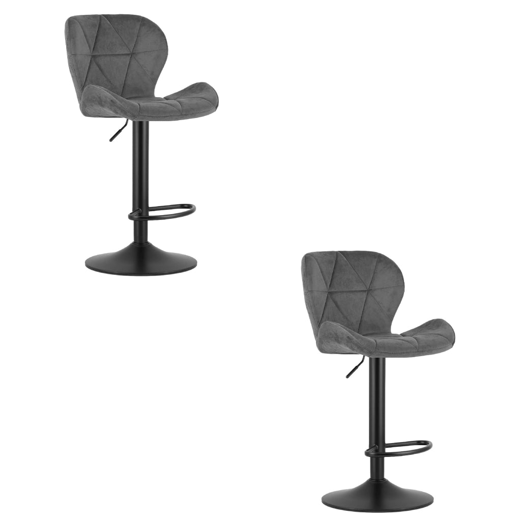 Sgabello in velluto VALORA WEST - Grigio x 2