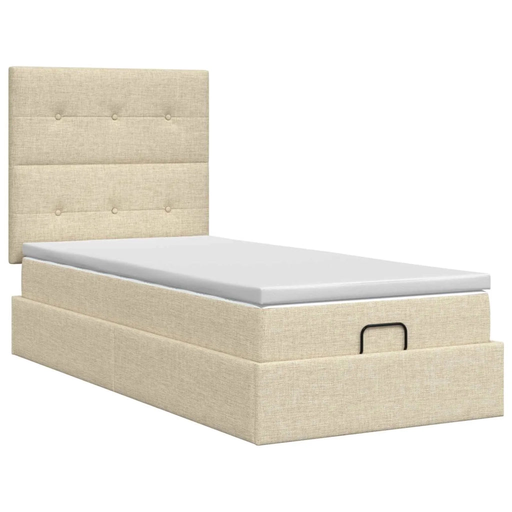 Letto ottomano con materasso Crema 90 x 190 cm Tessuto 3457457