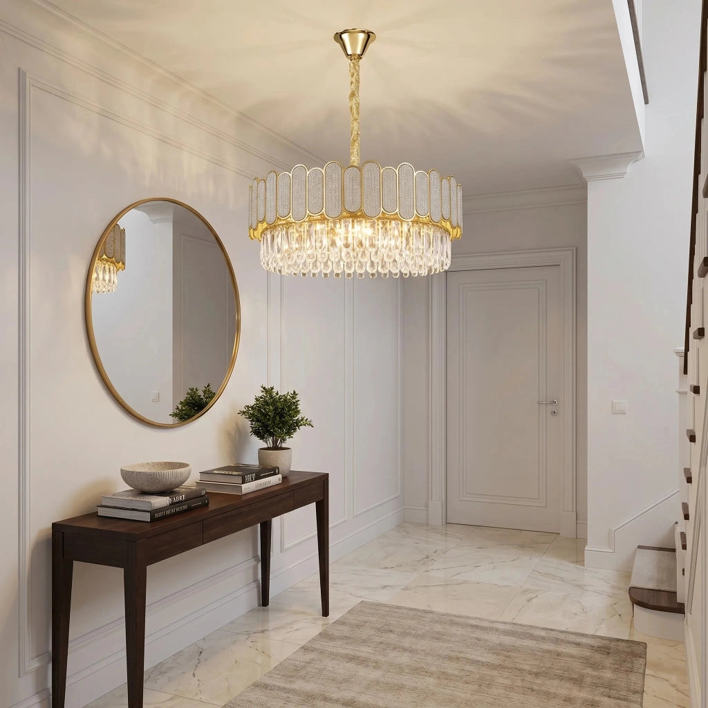 Lampada A Sospensione In Cristallo Swe107-cp 50cm Gold
