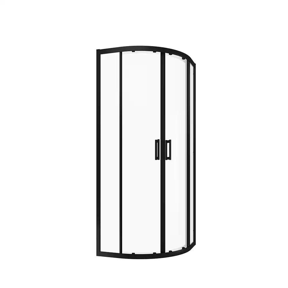 Box doccia 75x75 cm semicircolare doppio scorrevole profili neri vetro trasparente h190 | Java