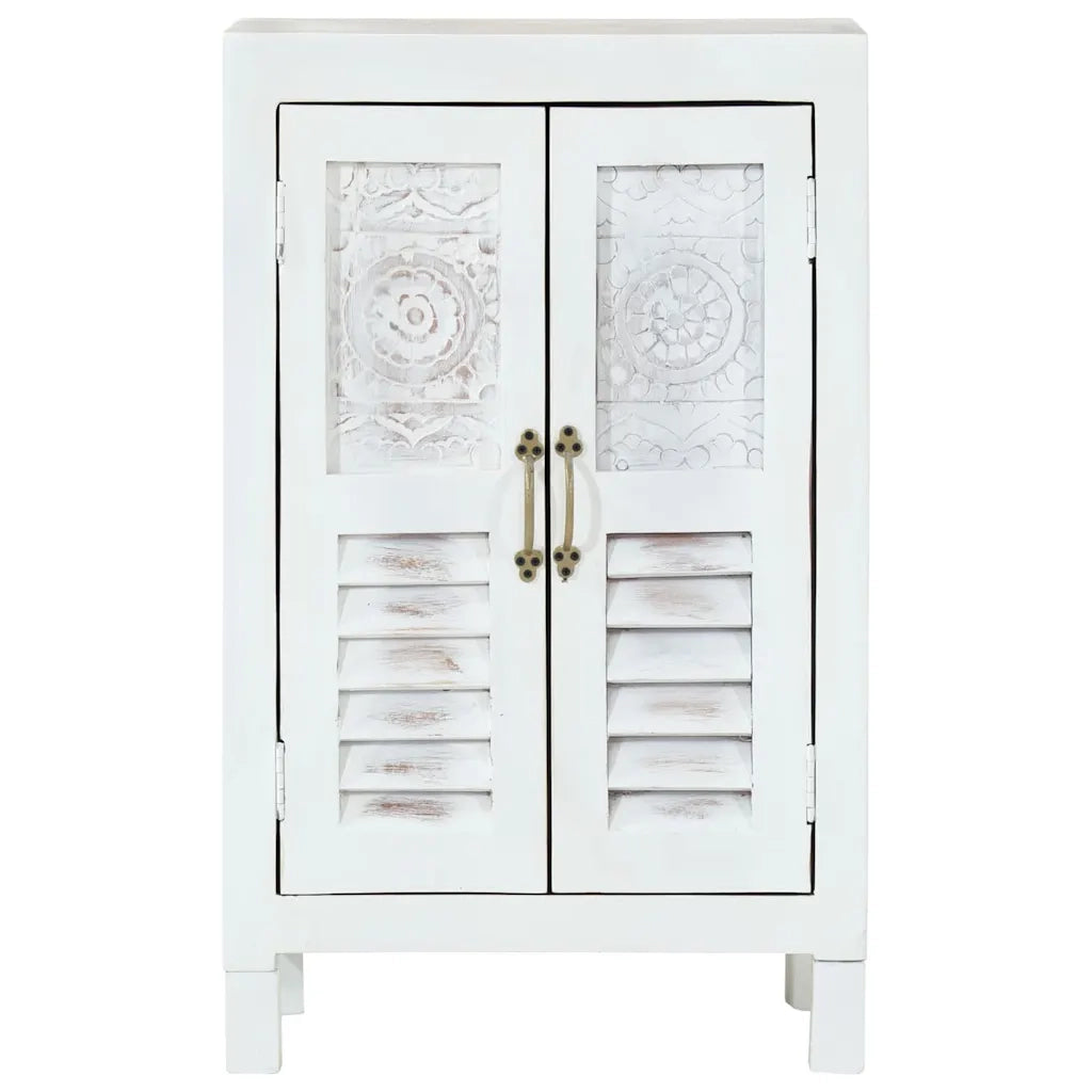 Credenza Bianca 55x30x90 cm in Legno Massello di Acacia 351612