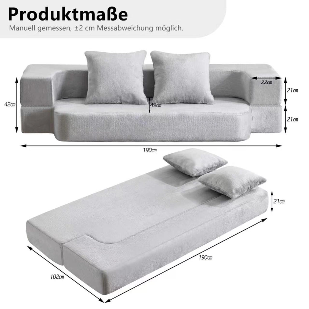 DIVANO Convertibile a 2 Posti 31x31x110 cm Grigio Chiaro in Schiuma