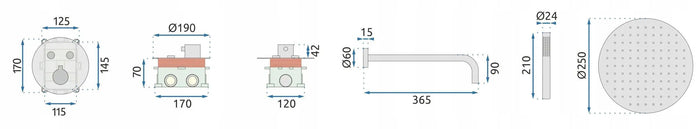 Set Doccia Da Incasso Rea Lungo Copper Brush Box