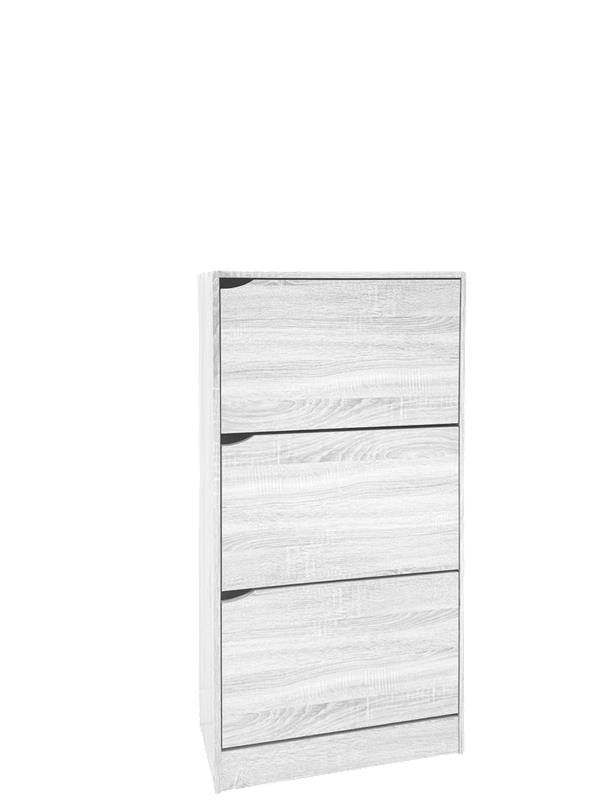 SCARPIERE A 3 ANTE CON PANNELLO RETROSTANTE IN MDF COLORE BIANCO LEGNO MISURA 63X24X115 CM LINEA HARMON