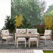 Tavolo da Pranzo con Sedie in Legno di Acacia ¨C MINIMAL ¨C Set 6-7 Posti, Carrello Rimovibile