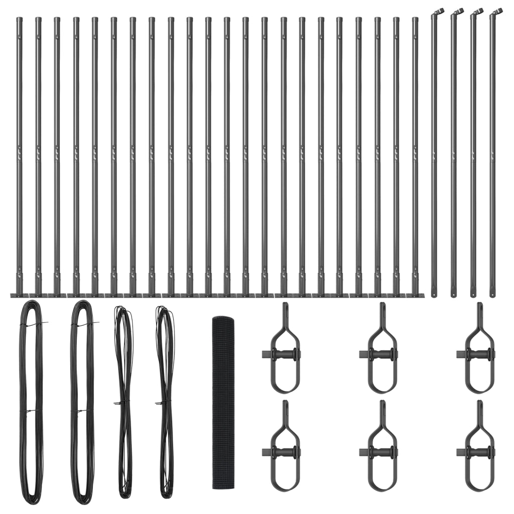 Recinzione in Rete Saldato con 13 Post Flangiati Grigi 1.2x50 m Acciaio