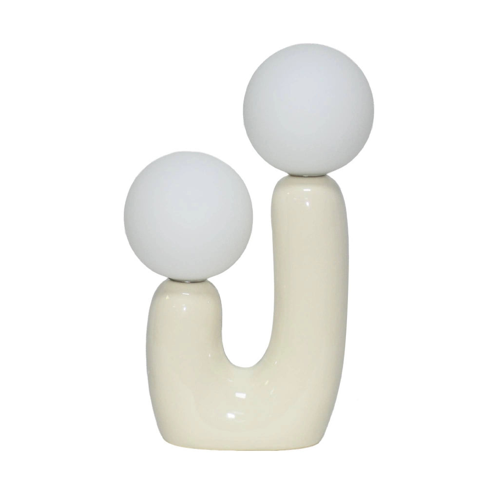 Lampada da tavolo organica ceramica e vetro, 31cm, beige