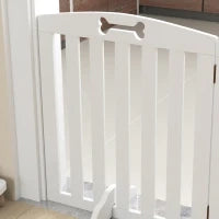 Cancellino per Cani Pieghevole a 3 Pannelli con 2 Supporti, in Legno Bianco, 155x30x61 cm