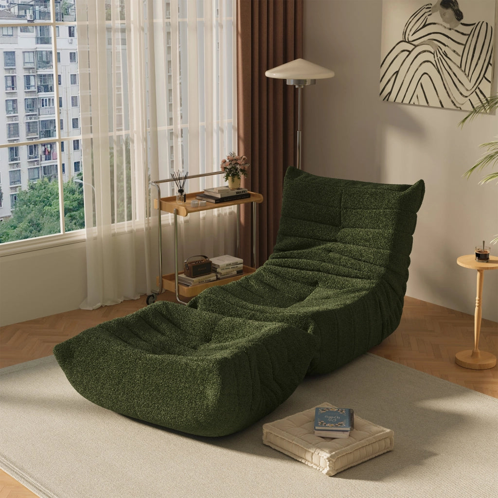 DIVANO RELAX 112 x 189 x 82 cm Tessuto Teddy Verde