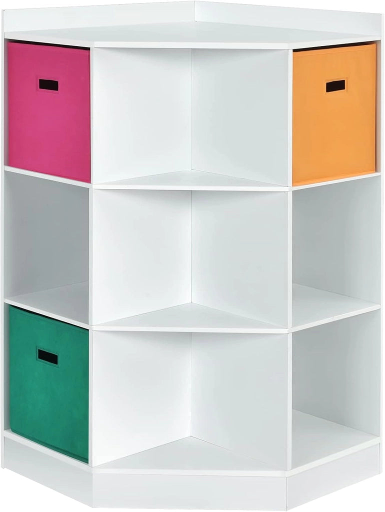 Armadietto Libreria a 3 Livelli con 9 Scomparti, Mobiletto Portalibri Moderno, Multiuso e Salvaspazio, Ideale per Soggiorno, Studio, Ufficio, Camera, 80x62x100 cm, 2 Colori (Bianco)