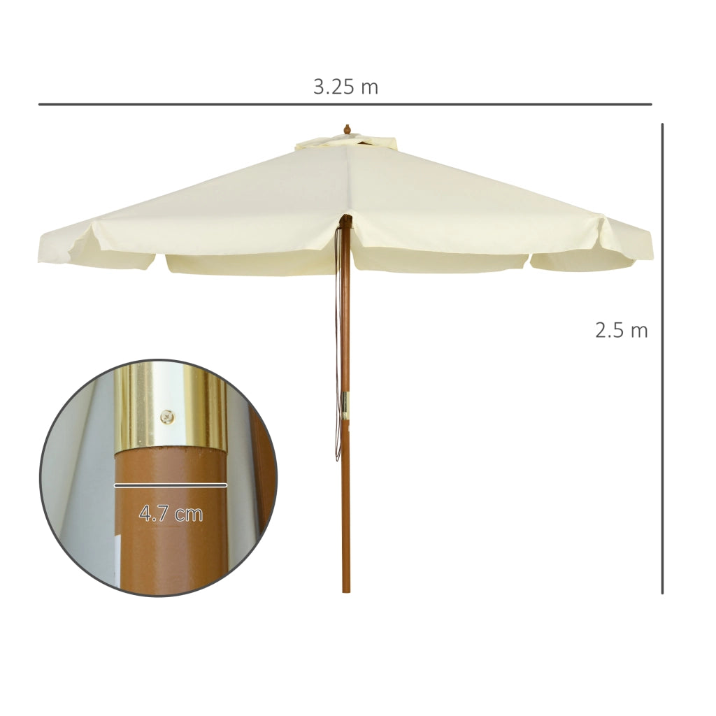 Ombrellone da Giardino con Doppio Tettuccio, in Legno di Bamb¨´ e Poliestere, ?325x250 cm, Beige