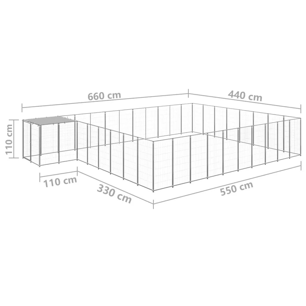 Recinto per gabbia per animali da esterno per cani argento 25,41 m² acciaio 02_0000259