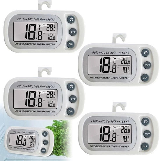 Termometro digitale per frigorifero con display LCD e funzione Max/Min - 4 pezzi