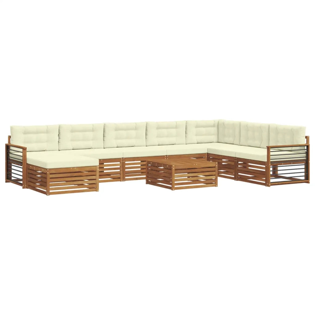 Set di divani da esterno con cuscino 9 pcs Naturale e Crema
