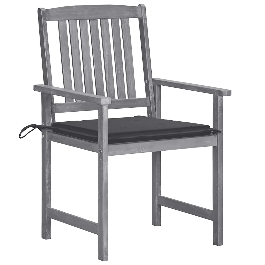 Sedie da Giardino con Cuscini 6 pz in Massello di Acacia Grigie cod mxl 76244