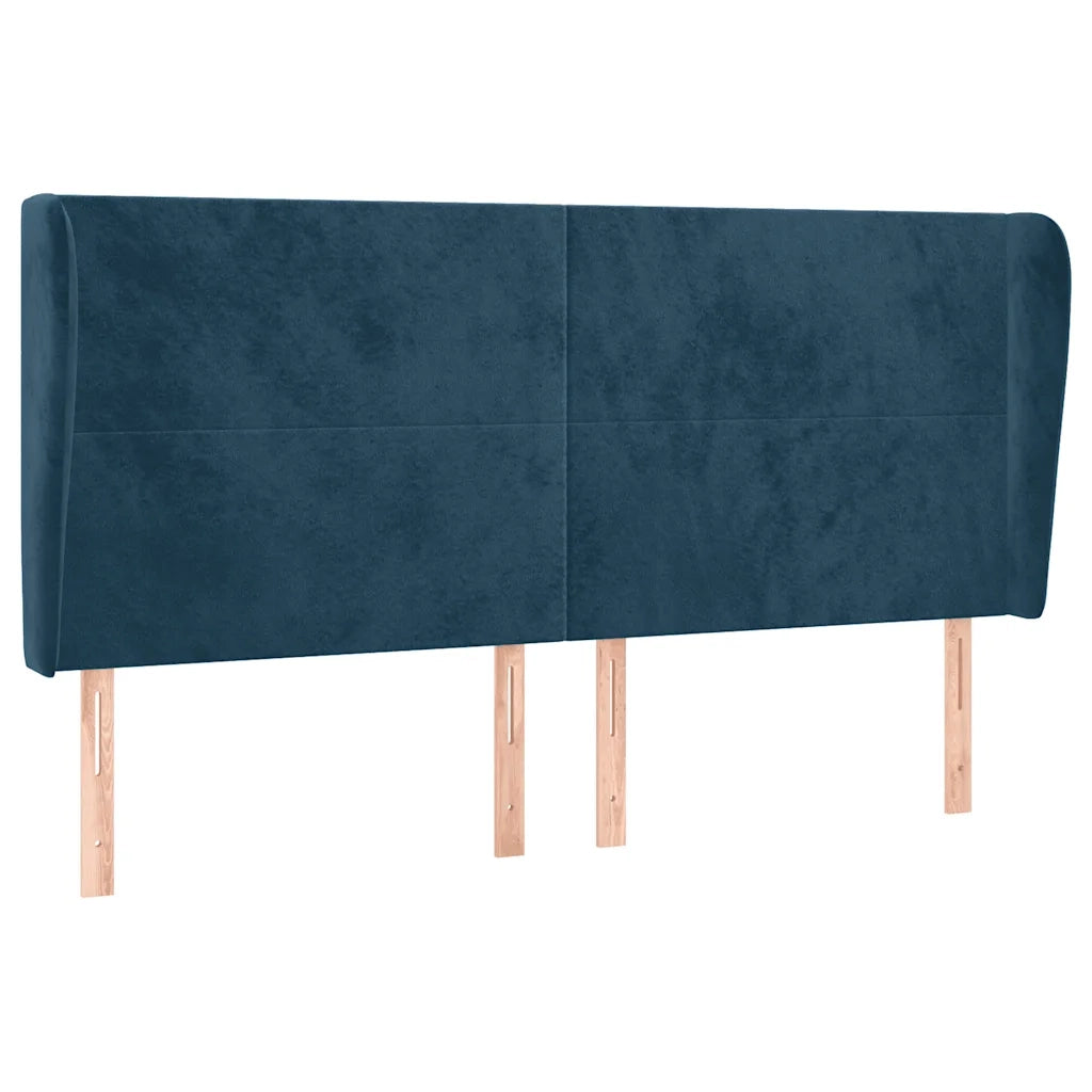Testiera ad Orecchio-Testata del letto Blu Scuro 163x23x118/128 cm in Velluto