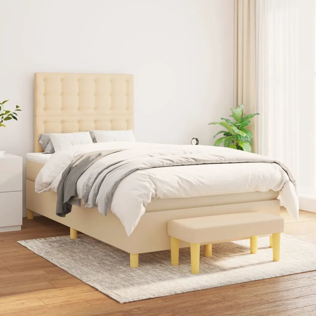 Giroletto a Molle con Materasso Crema 120x200 cm in Tessuto 3137466