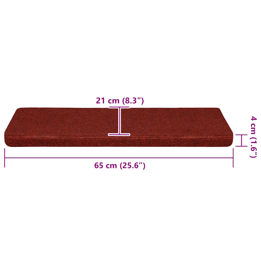 Tappetini per scale autoadesivi 30 pz 65x21x4 cm Bordeaux Rosso Bordo rettangolare 3365695