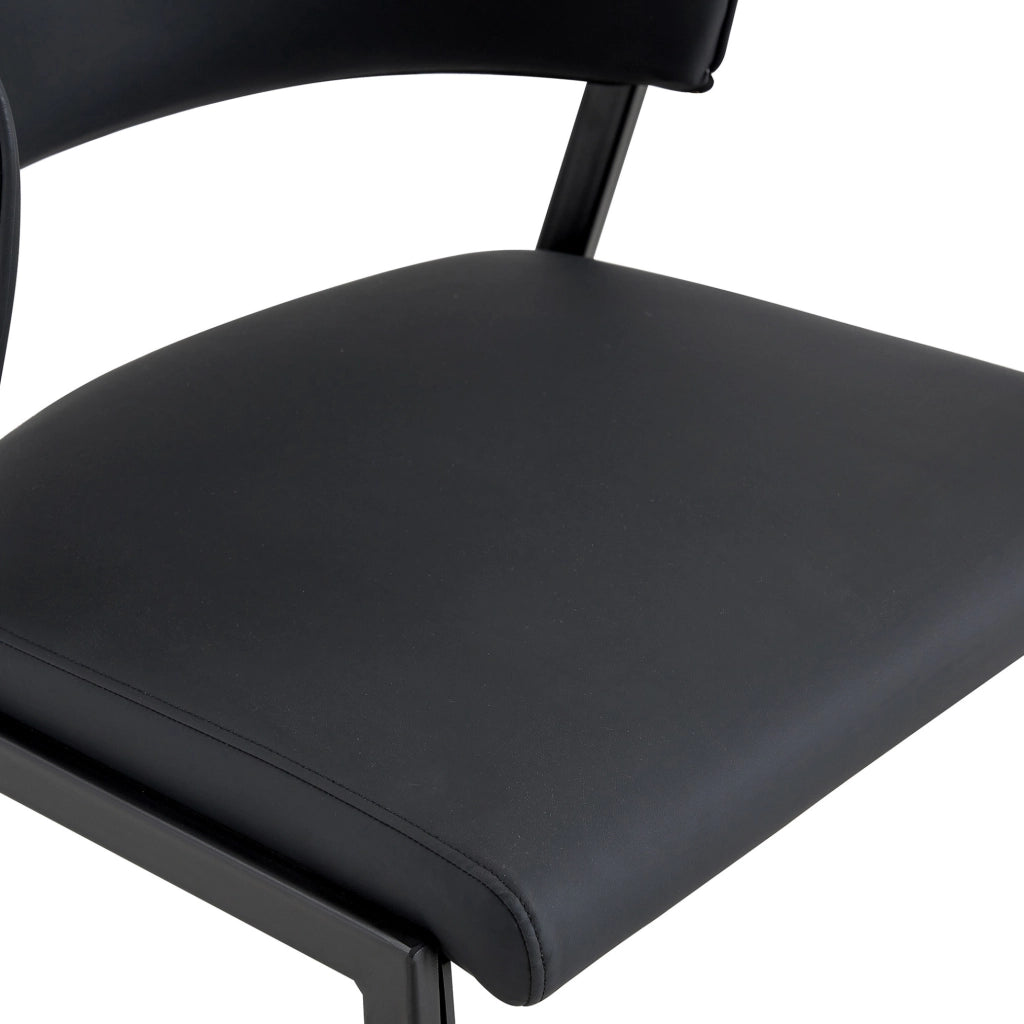 Sedia da pranzo 74.0x53.5x51.0 cm con schienale ergonomico in PU e metallo nera
