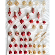 Set di 50 palline di Natale in vetro da appendere all'albero di Natale in stile tradizionale glamour rosso e oro