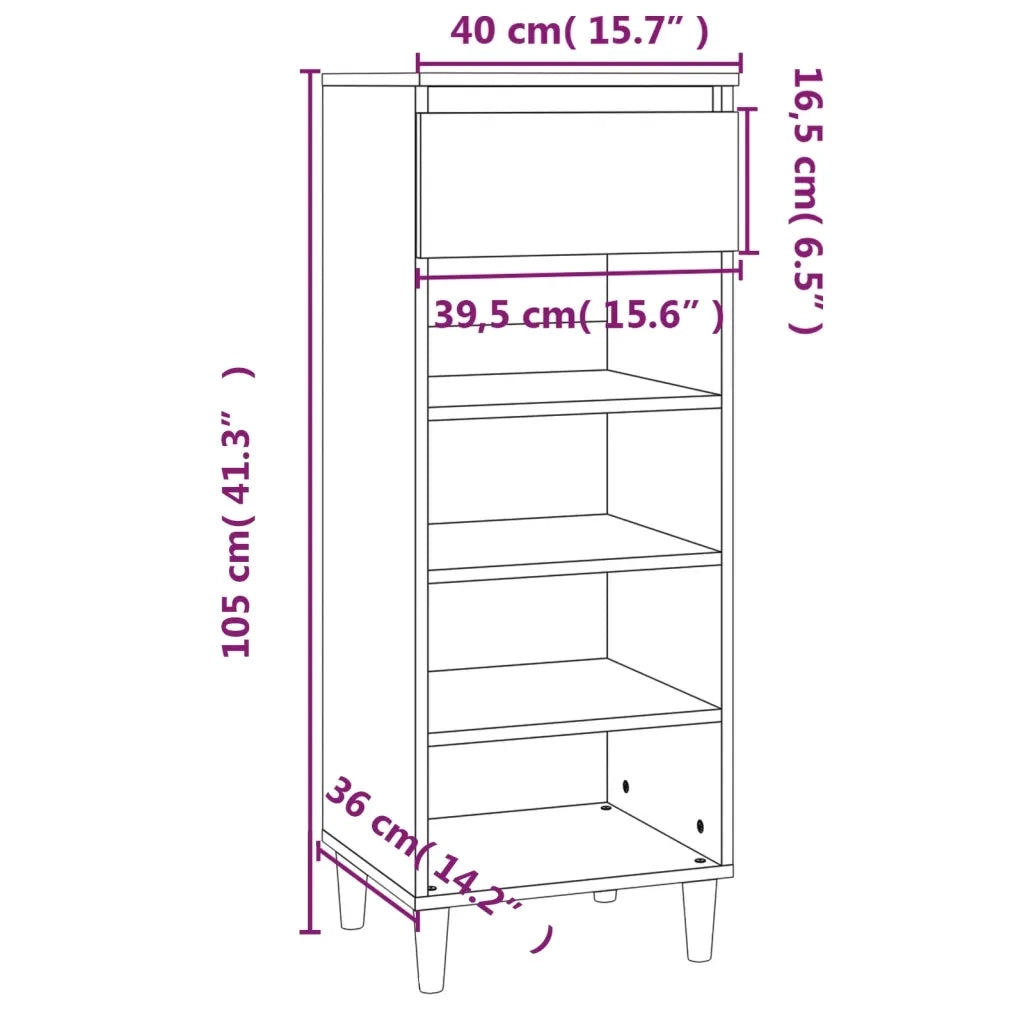 Scarpiera Grigio Cemento 40x36x105 cm in Legno Multistrato 819776