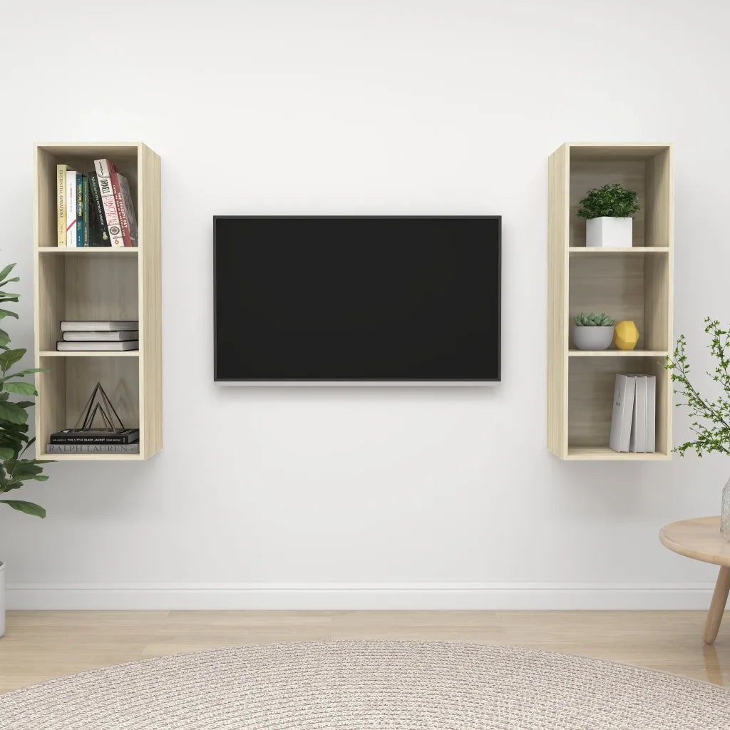 Mobile TV a Parete 2 pz | Armadietto TV | Mobile Porta TV Rovere Sonoma in Truciolato