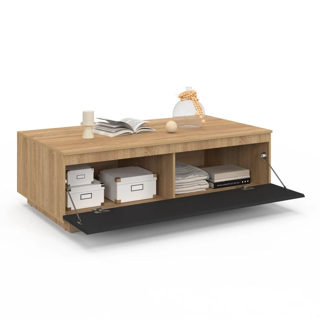IDMarket - Tavolino TOMI 110 cm con anta effetto faggio nero